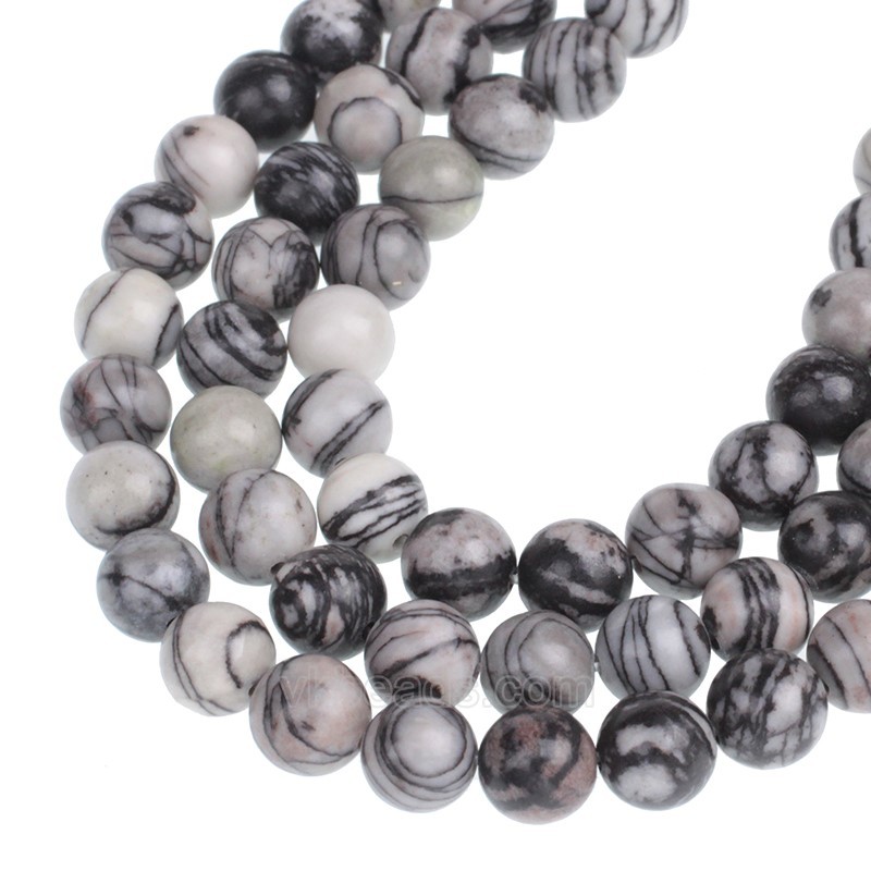 Black Veined Jasper Smooth Rounds, Approx  4-14mm, 38cm/strand