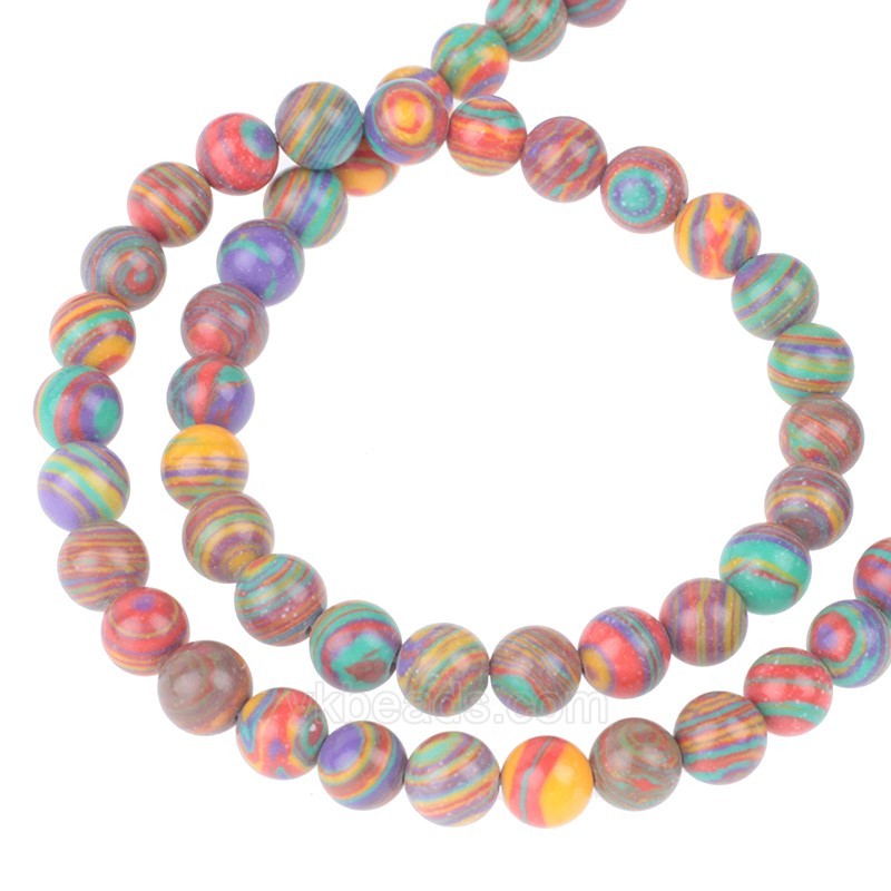 Rainbow Color( More Green) Synthetic Malachite Smooth Rounds, Approx 4-12mm, 38cm/strand