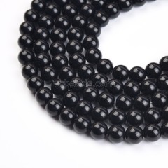 Black Glass Beads Smooth Rounds, Approx 4-10mm, 38cm/strand