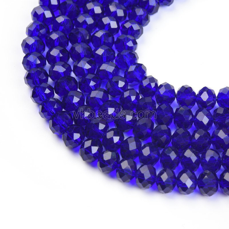 Royal Blue Glass Faceted Rondelles, Approx 6x8mm, 38cm/strand