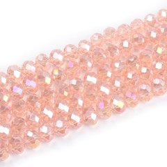 AB Plated Light Pink Glass Faceted Rondelles, Approx 6x8mm, 38cm/strand