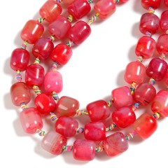 Fuchsia Lace Agate/Banded Agate Smooth Barrel Drums, Approx 13-14x15-16mm, 18pcs/strand