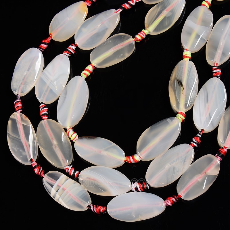 White Lace Agate/Banded Agate Twist Ovals, Approx 15-16x28-30mm, 11pcs/strand