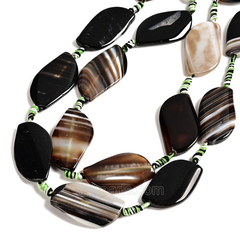 Brown Lace Agate/Banded Agate Leaf Shape, Approx 20-23x35-40mm, 9pcs/strand