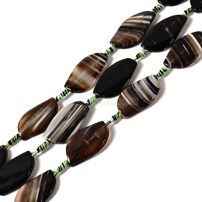 Brown Lace Agate/Banded Agate Leaf Shape, Approx 20-23x35-40mm, 9pcs/strand