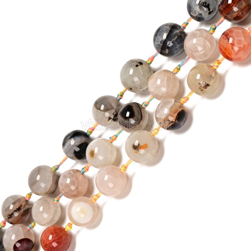 Multicolor Cracked Agate Smooth Rounds, Approx 17-18mm, 38-40cm/strand