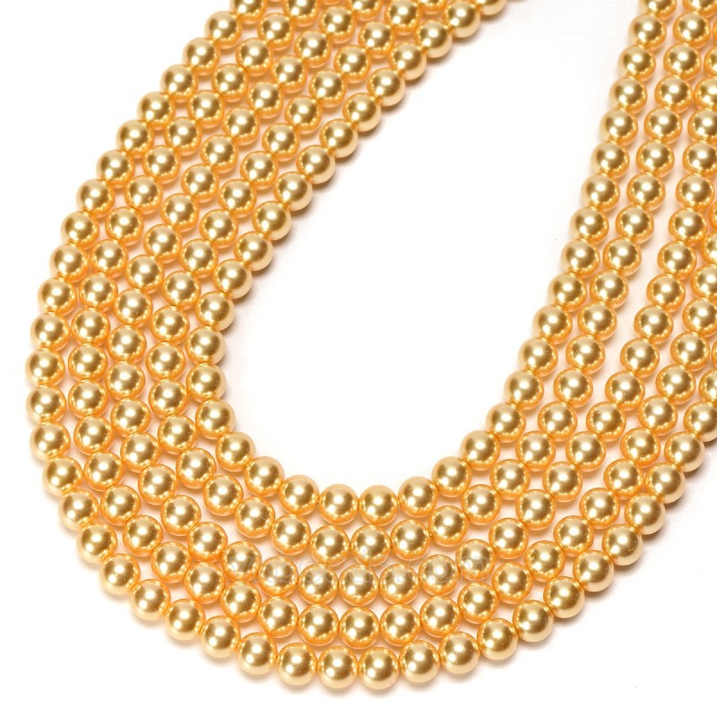 Yellow Glass Pearl Smooth Rounds, Approx 2-12mm, 38cm/strand