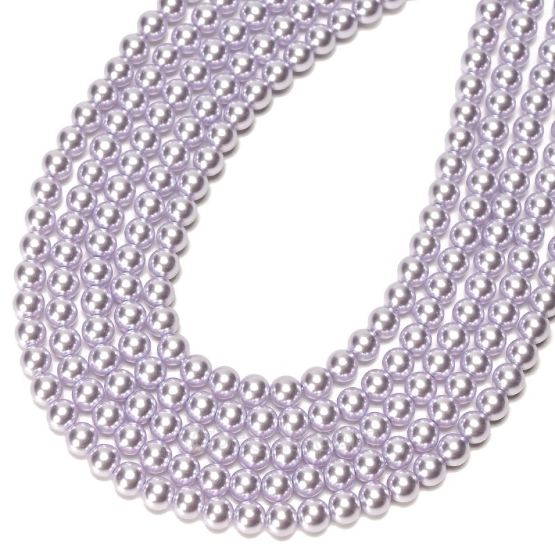 Light Purple Glass Pearl Smooth Rounds, Approx 2-12mm, 38cm/strand