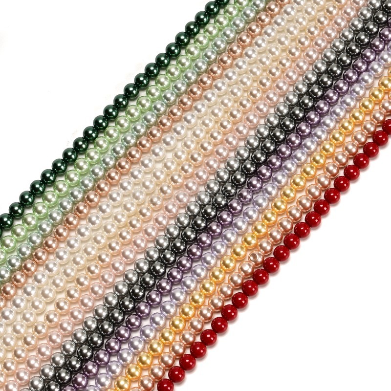 Beige Glass Pearl Smooth Rounds, Approx 2-12mm, 38cm/strand