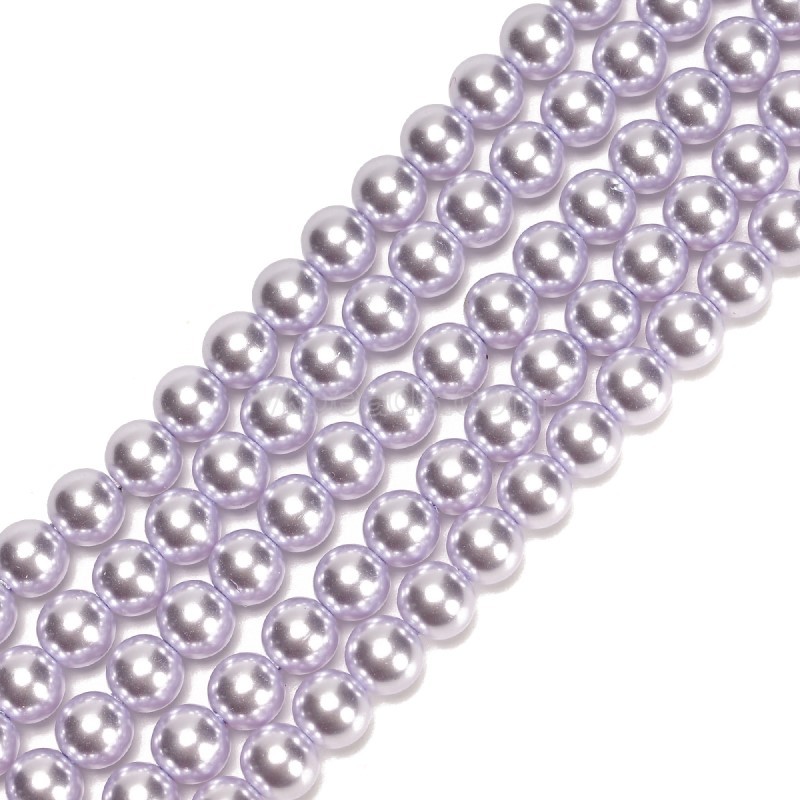 Light Purple Glass Pearl Smooth Rounds, Approx 2-12mm, 38cm/strand