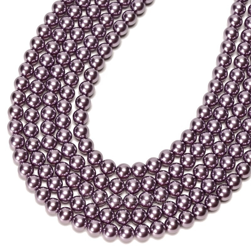 Dark Purple Glass Pearl Smooth Rounds, Approx 2-12mm, 38cm/strand