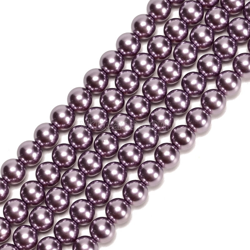 Dark Purple Glass Pearl Smooth Rounds, Approx 2-12mm, 38cm/strand