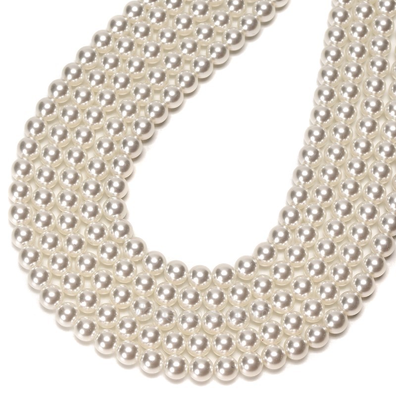 Creamy White Glass Pearl Smooth Rounds, Approx 2-12mm, 38cm/strand