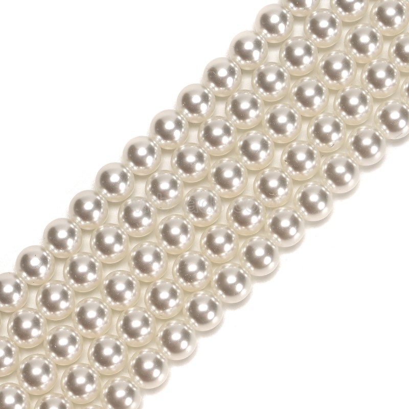 Creamy White Glass Pearl Smooth Rounds, Approx 2-12mm, 38cm/strand