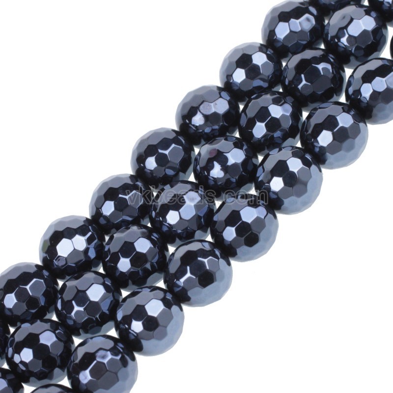 High Luster Black Agate Faceted Rounds, 128 Facets, Approx 6mm-10mm, 38cm/strand