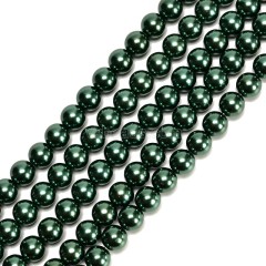 Malachite Green Glass Pearl Smooth Rounds, Approx 2-12mm, 38cm/strand