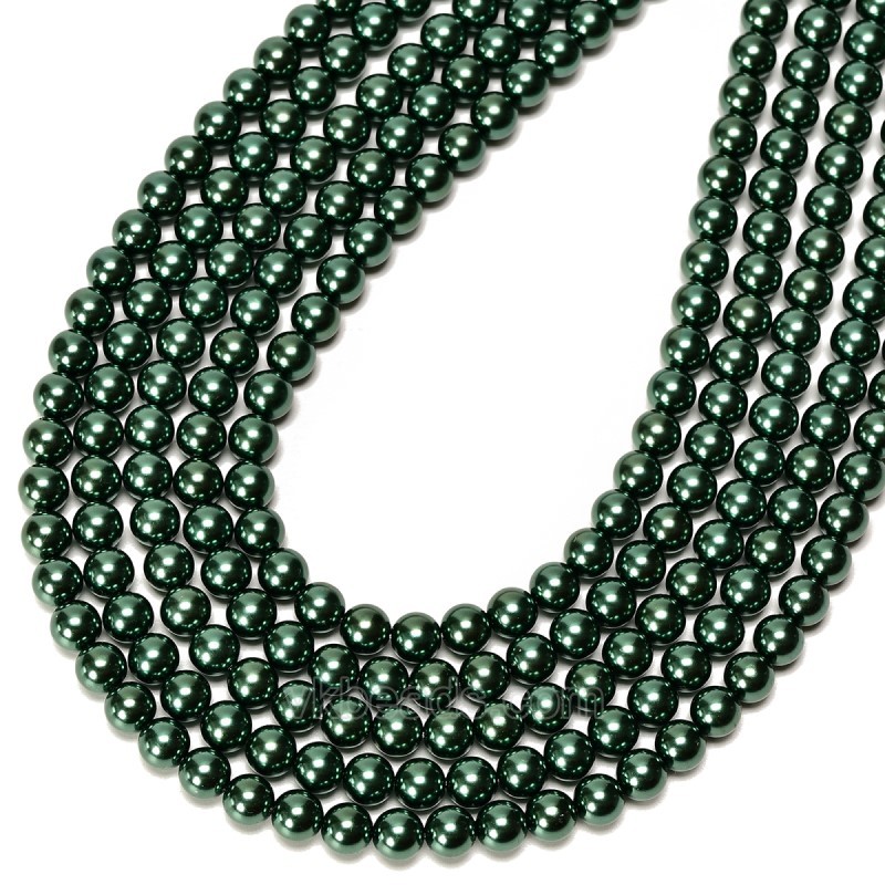 Malachite Green Glass Pearl Smooth Rounds, Approx 2-12mm, 38cm/strand