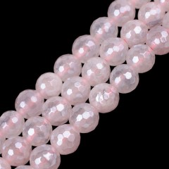 High Luster Plated Rose Quartz Faceted Rounds, 128 Facets, Approx 6-12mm, 38cm/strand