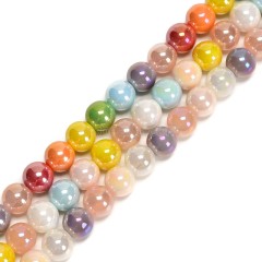 AB Plated Multicolor Opaque Glass Smooth Rounds, Approx 8-10mm, 38cm/strand