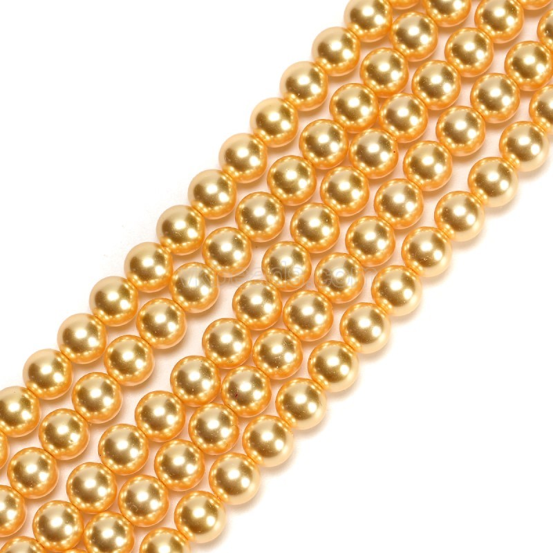 Yellow Glass Pearl Smooth Rounds, Approx 2-12mm, 38cm/strand
