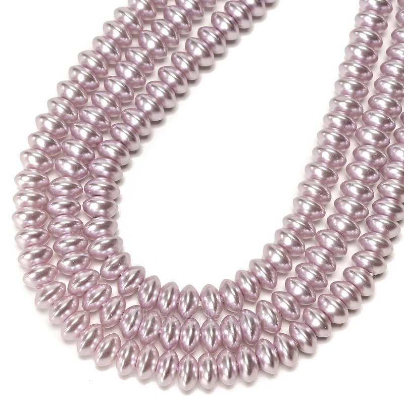 Light Purple Glass Pearl Smooth Saucer, Approx 4.5x8mm, 38cm/strand