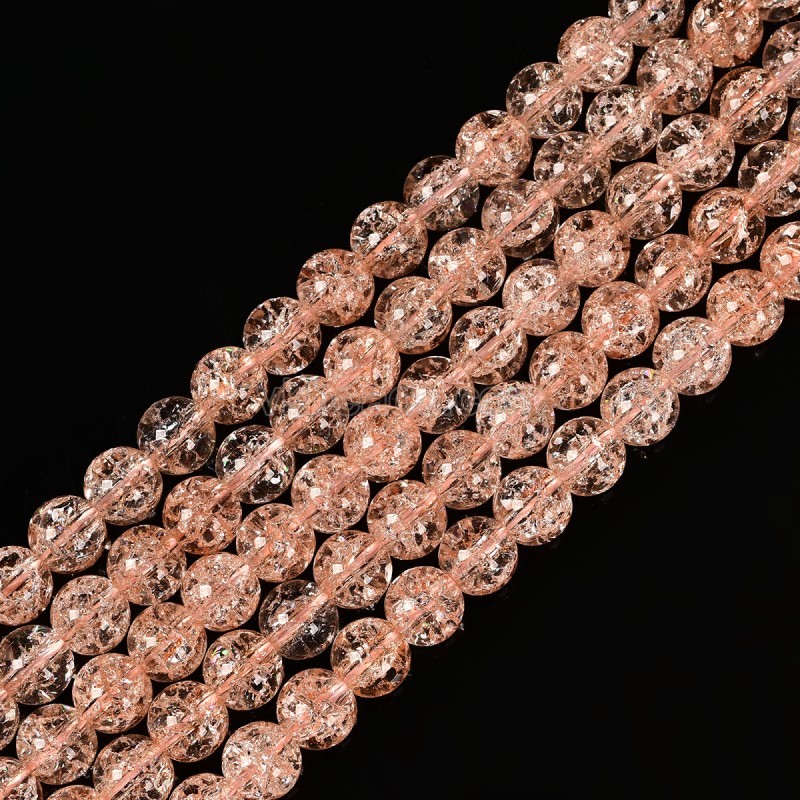 Peach Cracked Glass Smooth Rounds, Approx 4-12mm, 38cm/strand