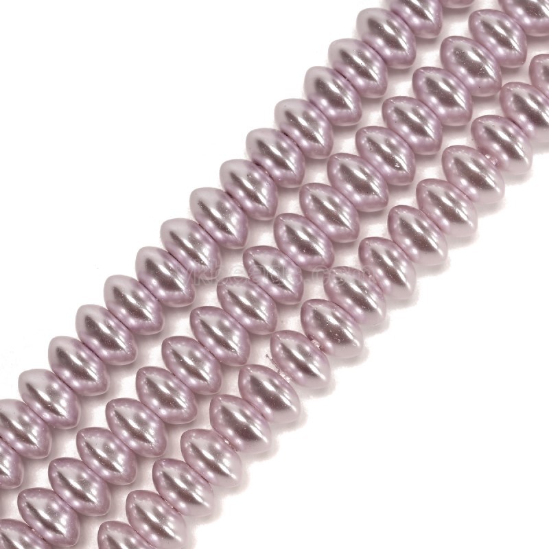 Light Purple Glass Pearl Smooth Saucer, Approx 4.5x8mm, 38cm/strand