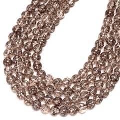 Brown Cracked Glass Smooth Rounds, Approx 4-12mm, 38cm/strand