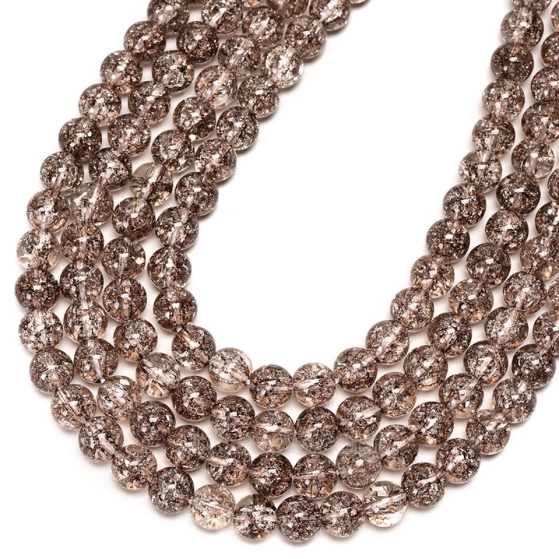 Brown Cracked Glass Smooth Rounds, Approx 4-12mm, 38cm/strand