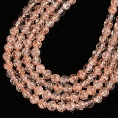 Peach Cracked Glass Smooth Rounds, Approx 4-12mm, 38cm/strand