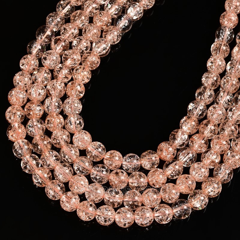 Peach Cracked Glass Smooth Rounds, Approx 4-12mm, 38cm/strand
