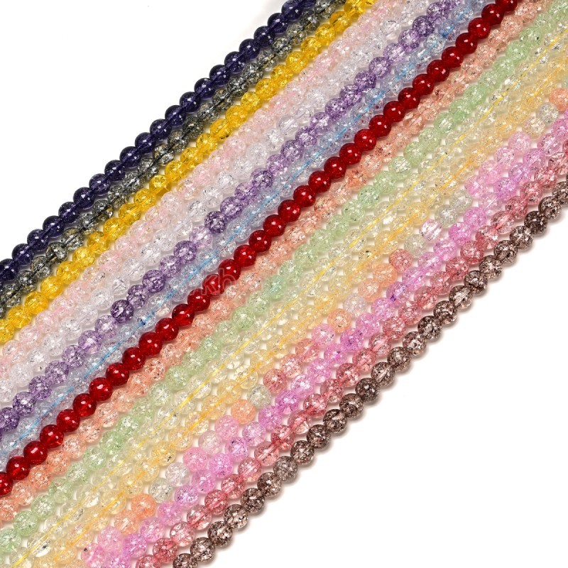 White Cracked K9 Glass Smooth Rounds, Approx 4-12mm, 38cm/strand