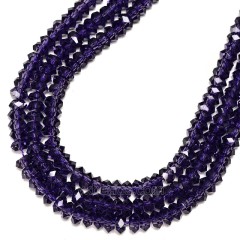 Purple Glass Faceted Rondelles, Approx 3x6-4x8mm, 38cm/strand