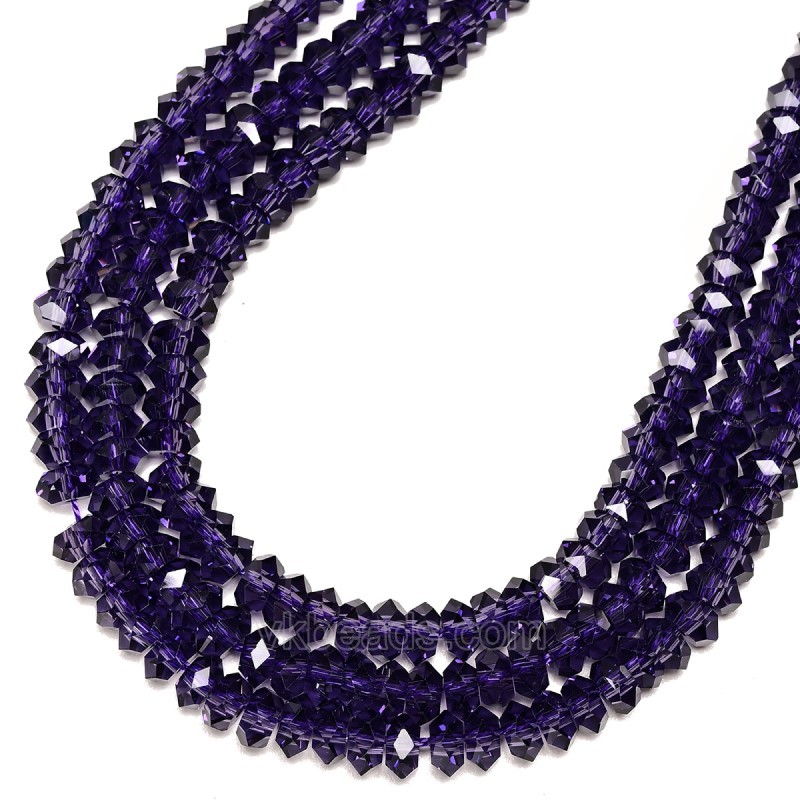 Purple Glass Faceted Rondelles, Approx 3x6-4x8mm, 38cm/strand