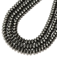 Dark Grey Glass Pearl Smooth Saucer, Approx 4.5x8mm, 38cm/strand