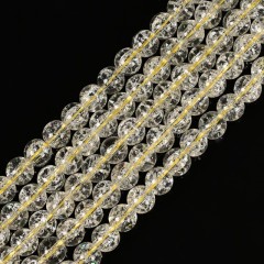 Light Yellow Cracked Glass Smooth Rounds, Approx 4-12mm, 38cm/strand