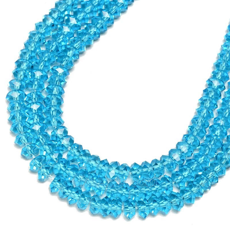 Light Blue Glass Faceted Rondelles, Approx 3x6-4x8mm, 38cm/strand