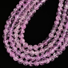 Pinkish Purple Cracked Glass Smooth Rounds, Approx 4-12mm, 38cm/strand