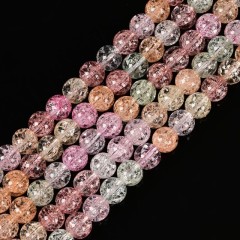 Multicolor Cracked Glass Smooth Rounds, Approx 4-12mm, 38cm/strand