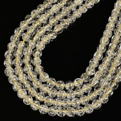Light Yellow Cracked Glass Smooth Rounds, Approx 4-12mm, 38cm/strand