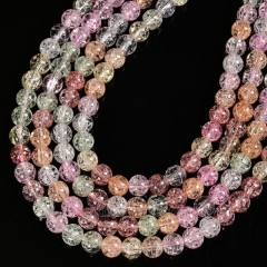 Multicolor Cracked Glass Smooth Rounds, Approx 4-12mm, 38cm/strand