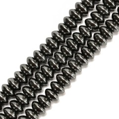 Dark Grey Glass Pearl Smooth Saucer, Approx 4.5x8mm, 38cm/strand