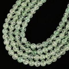Green Cracked Glass Smooth Rounds, Approx 4-12mm, 38cm/strand