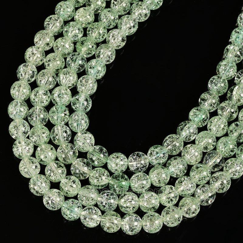 Green Cracked Glass Smooth Rounds, Approx 4-12mm, 38cm/strand