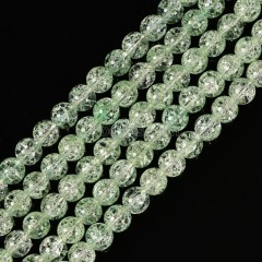 Green Cracked Glass Smooth Rounds, Approx 4-12mm, 38cm/strand