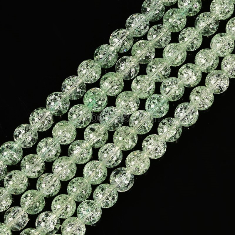 Green Cracked Glass Smooth Rounds, Approx 4-12mm, 38cm/strand