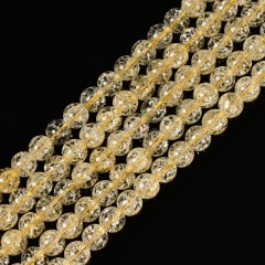 Yellow Cracked Glass Smooth Rounds, Approx 4-12mm, 38cm/strand
