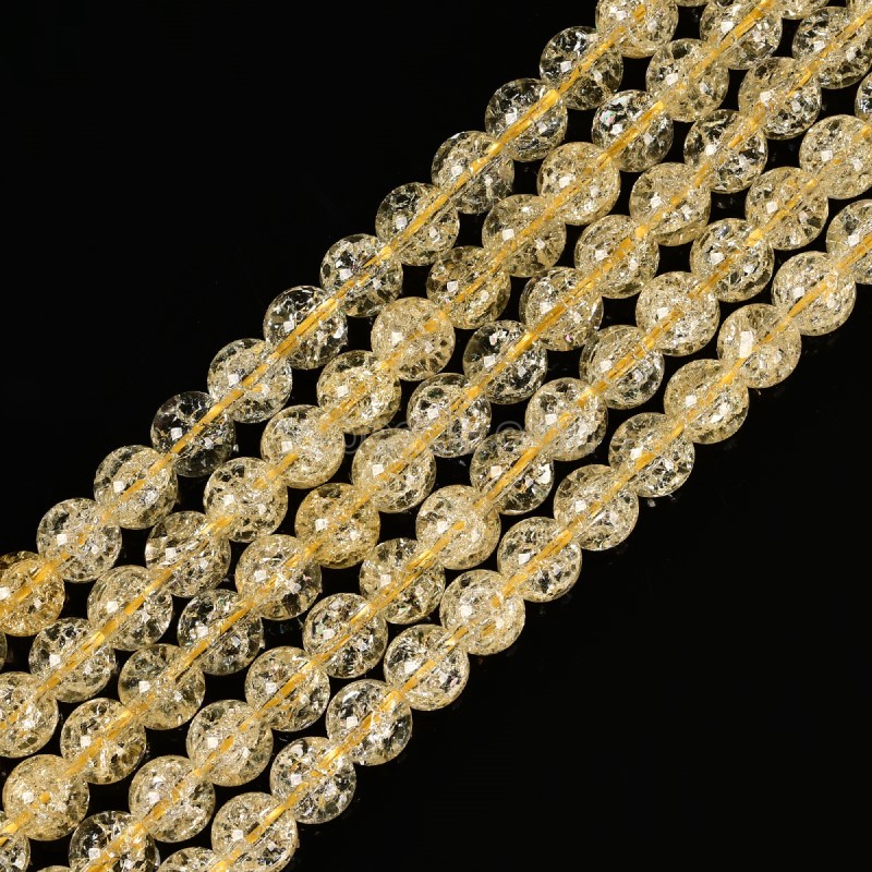 Yellow Cracked Glass Smooth Rounds, Approx 4-12mm, 38cm/strand