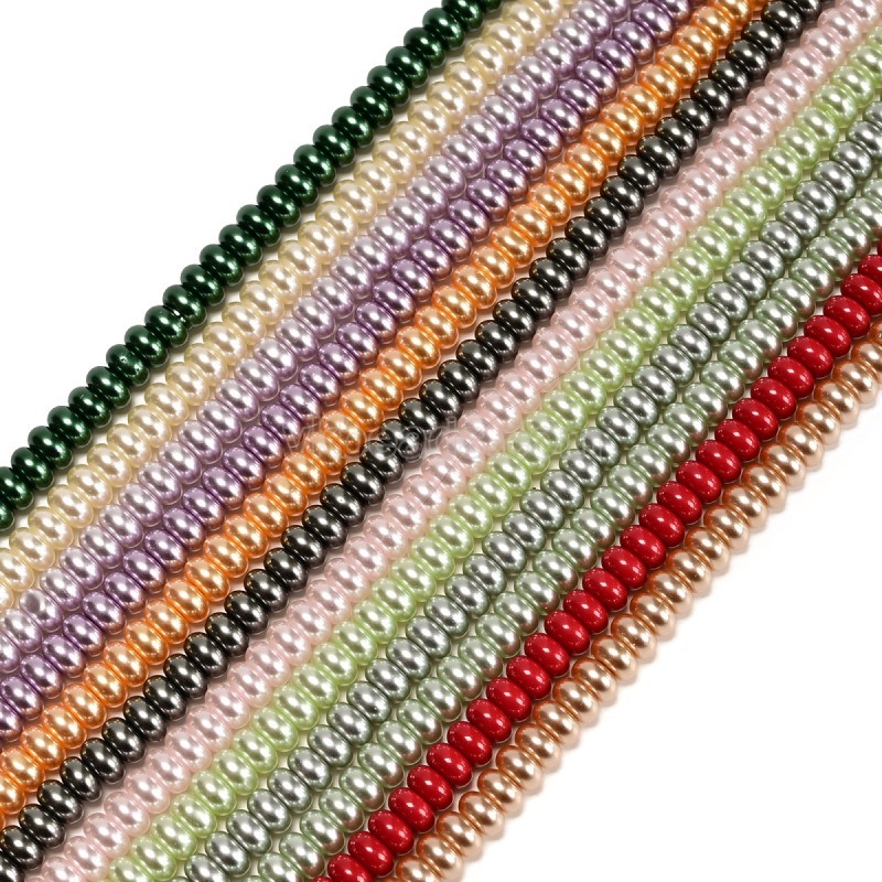 Dark Champagne Glass Pearl Smooth Rondelles, Approx 4.5x8mm, 38cm/strand