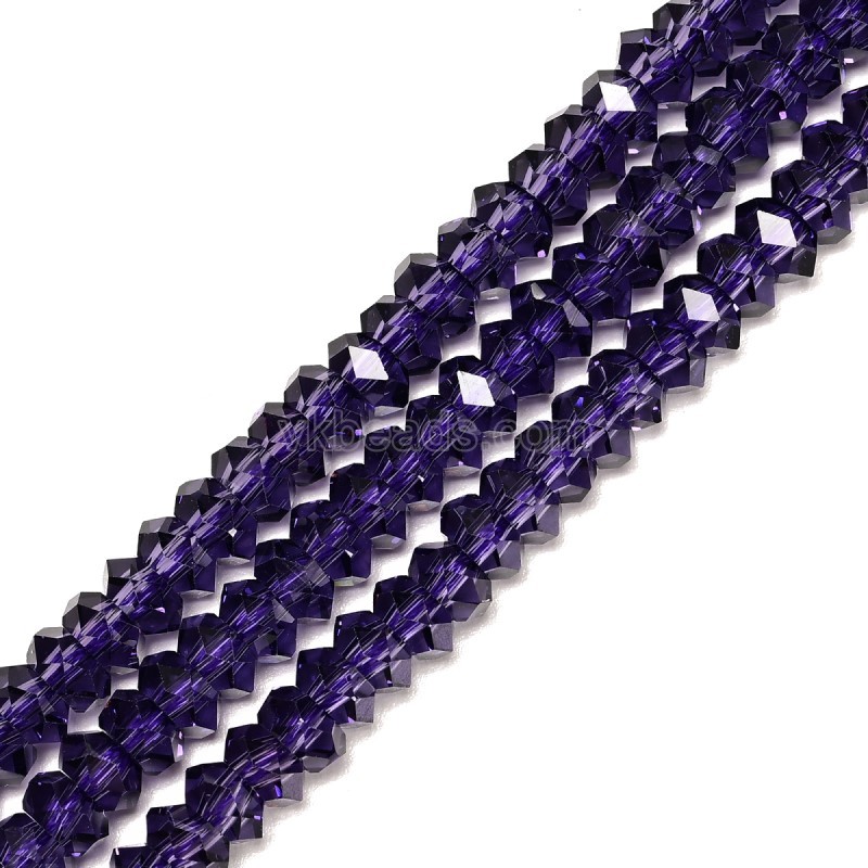 Purple Glass Faceted Rondelles, Approx 3x6-4x8mm, 38cm/strand